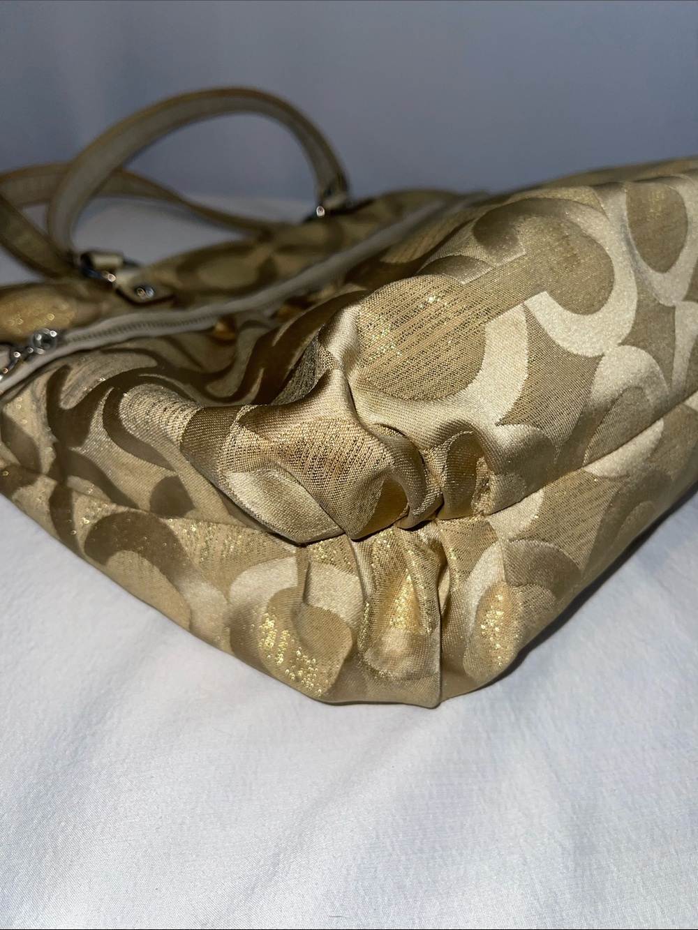 Coach Poppy Glam Gold Metallic Signature Lurex Tote Bag F1026-15865 - Picture 9 of 12